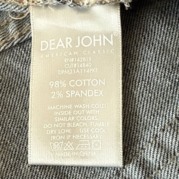 Dear John Straight Leg Distressed High Rise Jean Size 31 Knee Cut Out And Tears - Picture 8 of 16